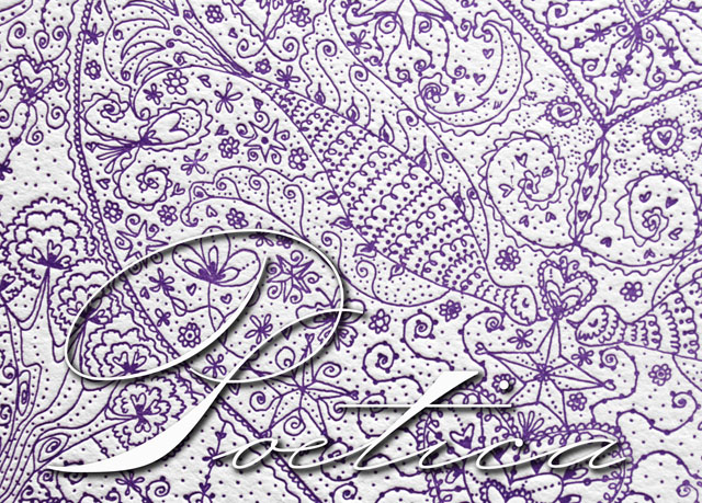 Close up of Letterpress vintage detail Detail of Poetica wedding invitation