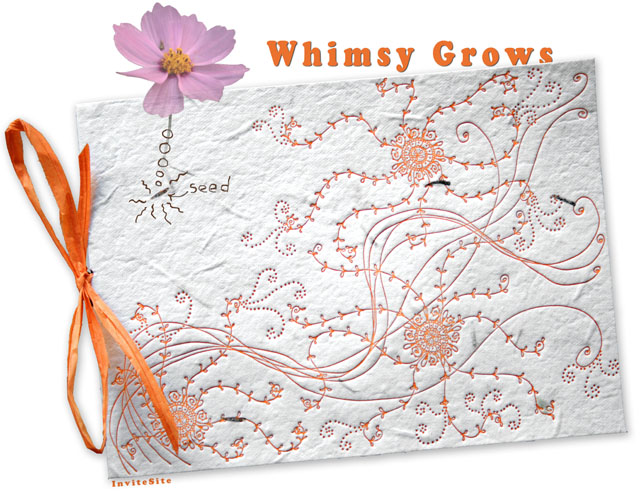 Plantable wedding invitaitons: Whimsey Grows Invite with Cosmo Seeds