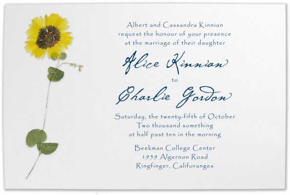 Sunflower Pressed Flower Wedding Invitation Sunflower Pressed Flower Wedding Invitation