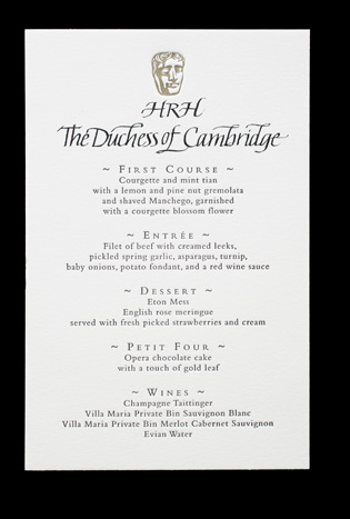 e21025bafta_3muse_menus.3 Duchess of Cambridge Menu from BAFTA Brits to Watch Gala