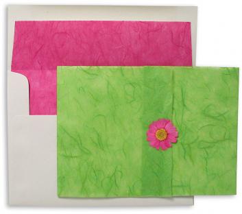 Wedding invitations pink and green